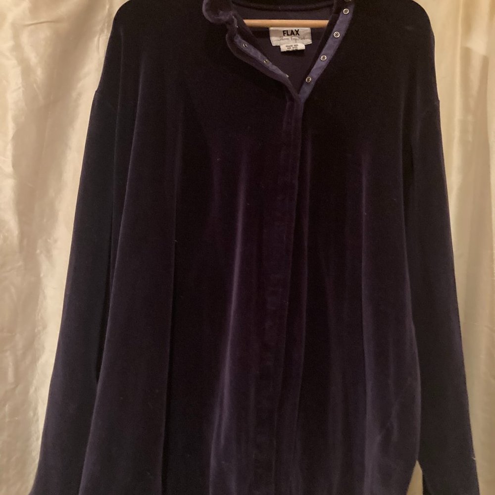 FLAX by Jeanne Engelhart SnapTape Shift Top M-PurpleVelvet80%Cotton/20% Lyrca